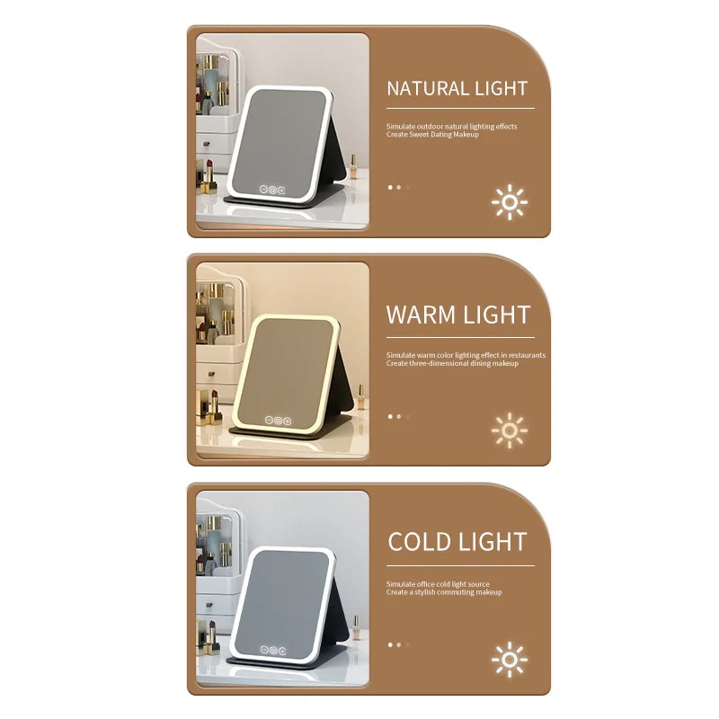 Foldable LED Makeup Mirror | Double-Sided Vanity Mirror