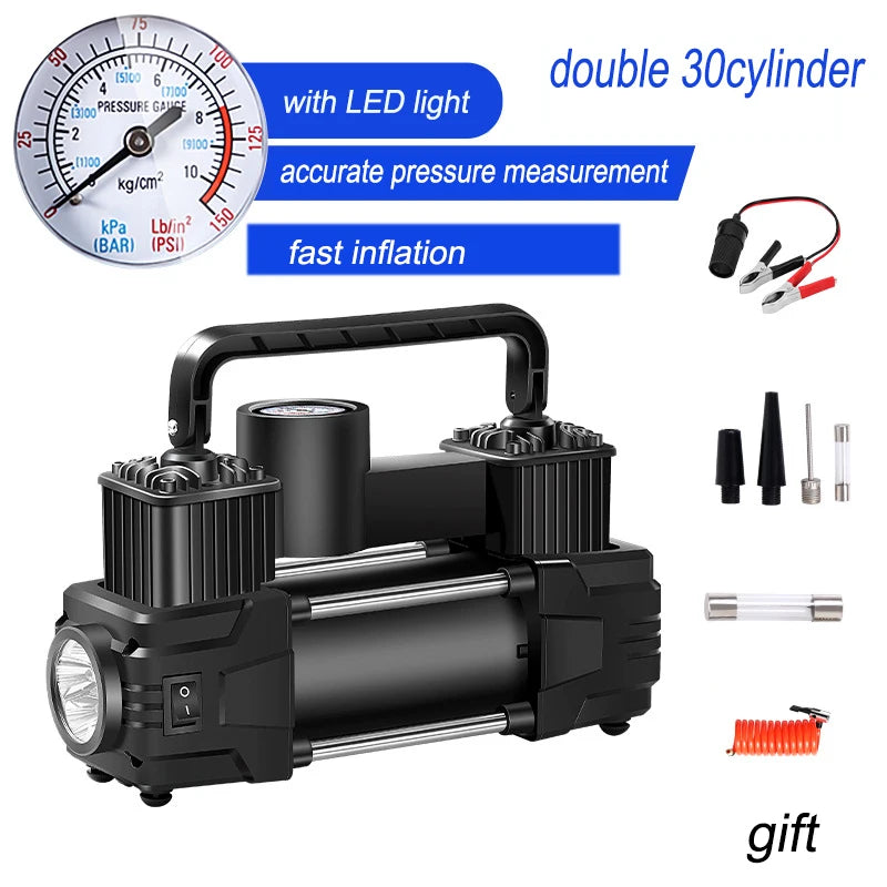 12V Dual-Cylinder Portable Tyre Inflator – 150 PSI