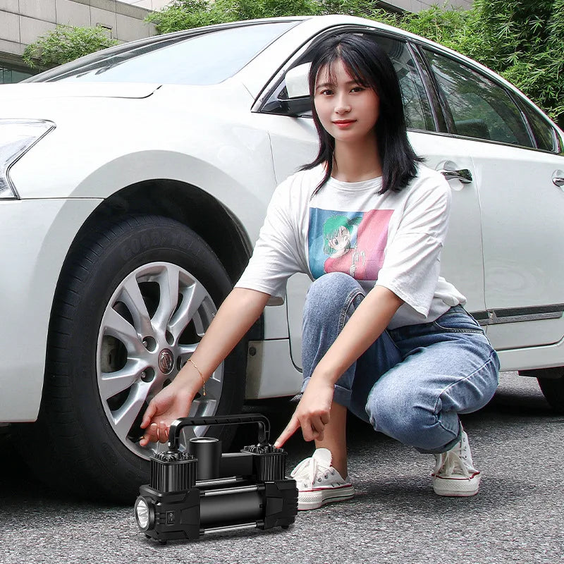 12V Dual-Cylinder Portable Tyre Inflator – 150 PSI