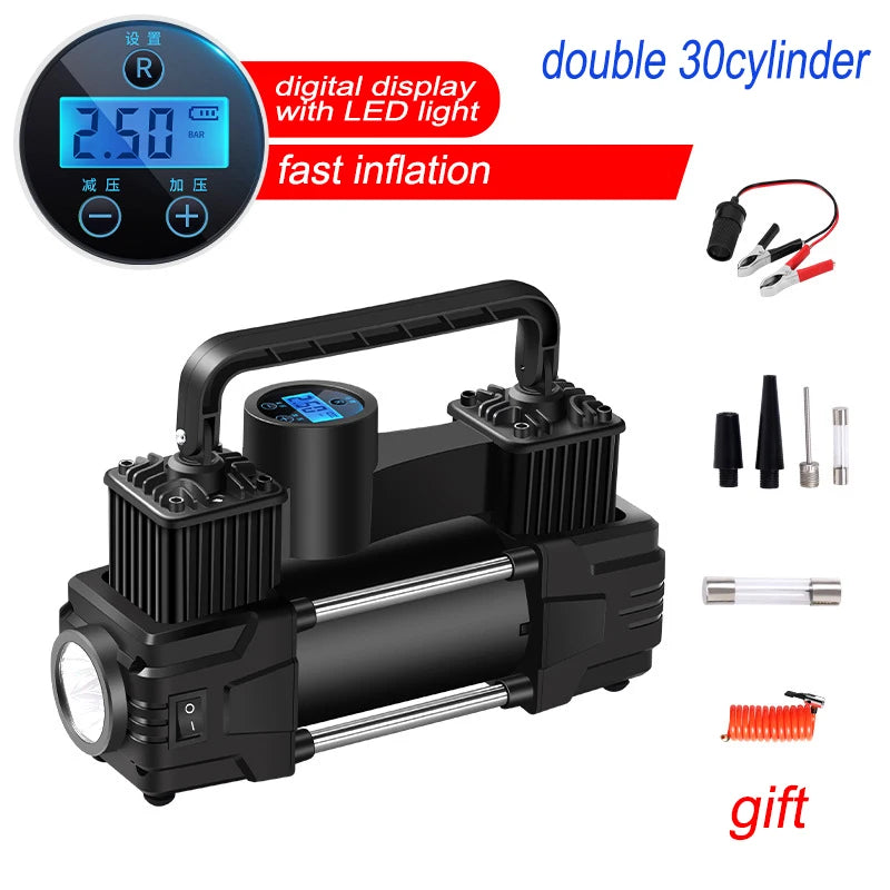 12V Dual-Cylinder Portable Tyre Inflator – 150 PSI