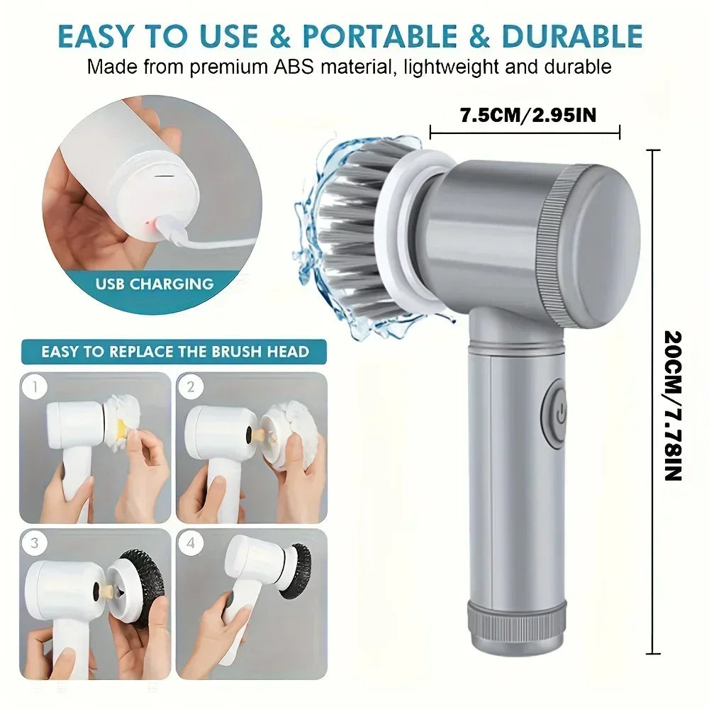 Cordless Electric Spin Scrubber | 5 Brush Heads