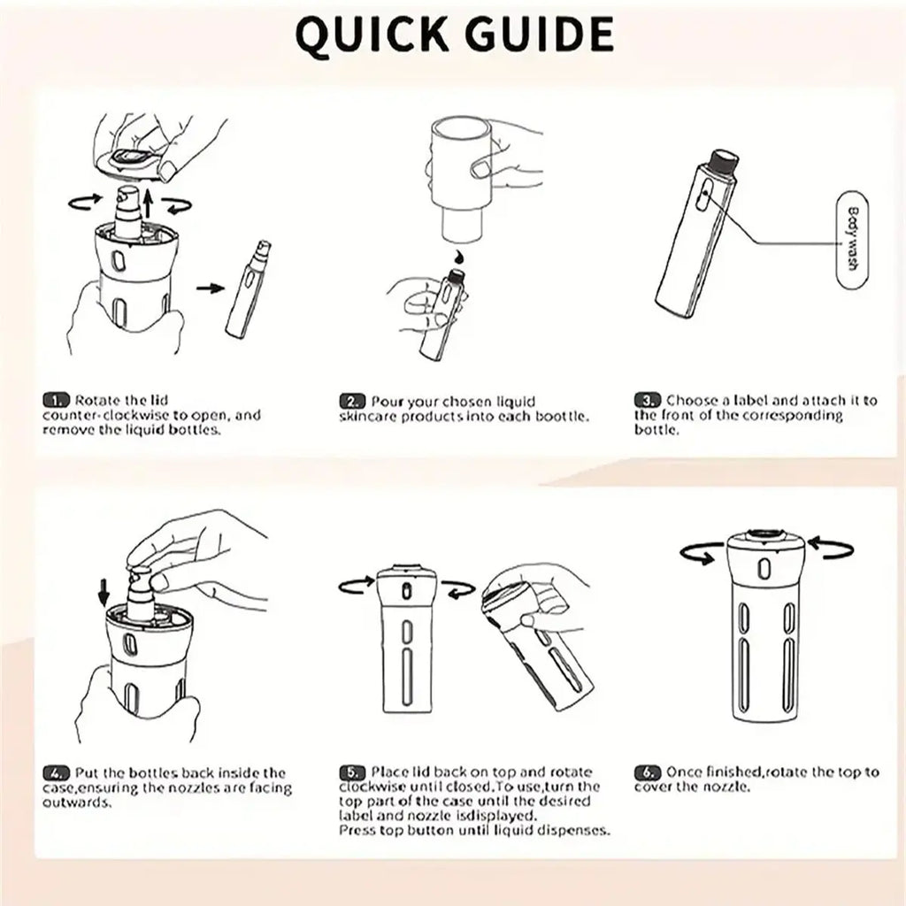 4-in-1 Refillable Travel Toiletry Dispenser