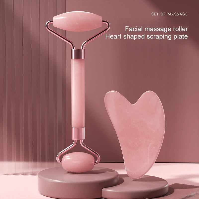 Facial Roller & Heart-Shaped Gua Sha Set | 2 Pieces