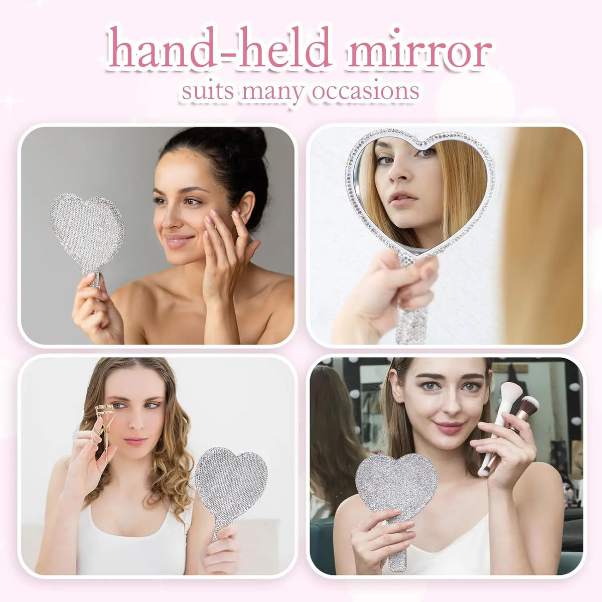 Heart-Shaped Double-Sided Handheld Makeup Mirror